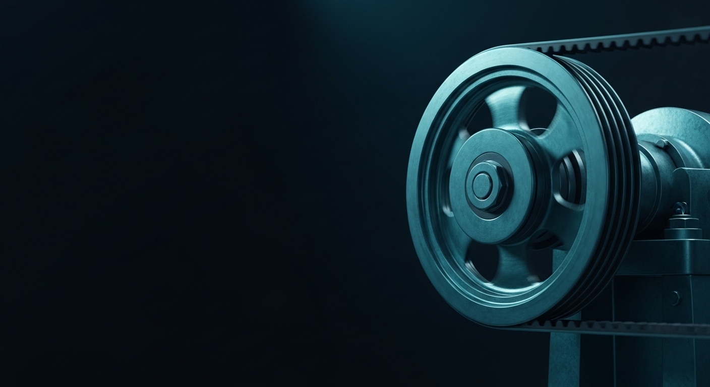 Pulley and belt drive representing connected automated systems