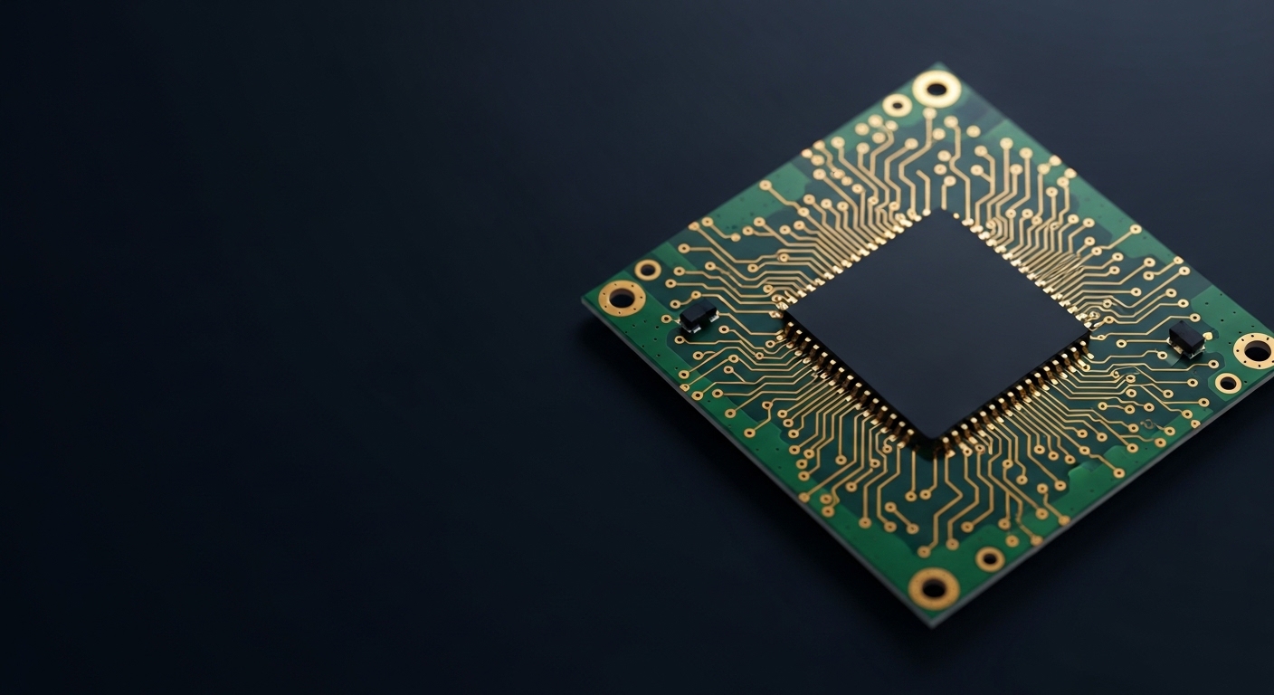 Circuit board traces representing a connected operational stack