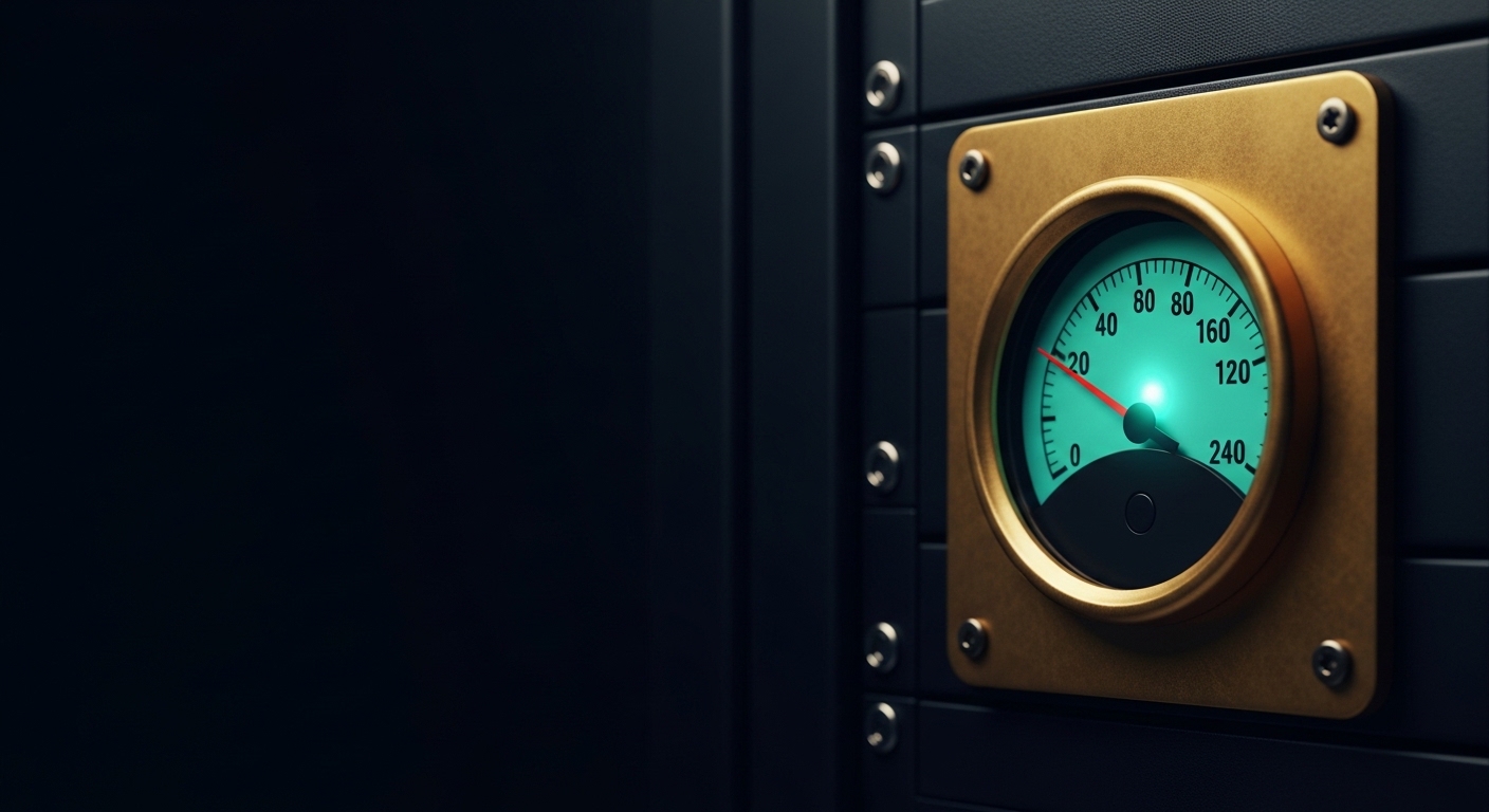 Analog monitoring gauge representing ongoing system health checks